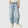 Mid Rise Cropped Barrel Leg Jeans