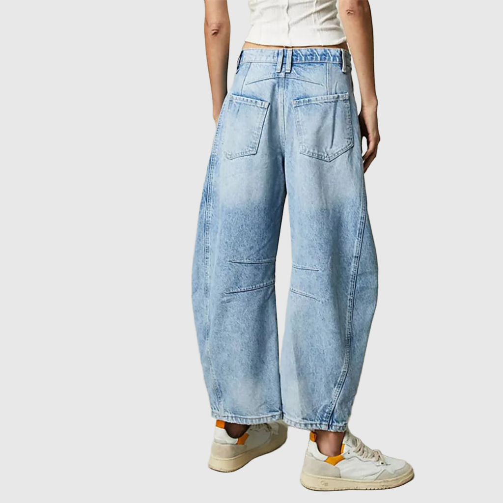 Mid Rise Cropped Barrel Leg Jeans
