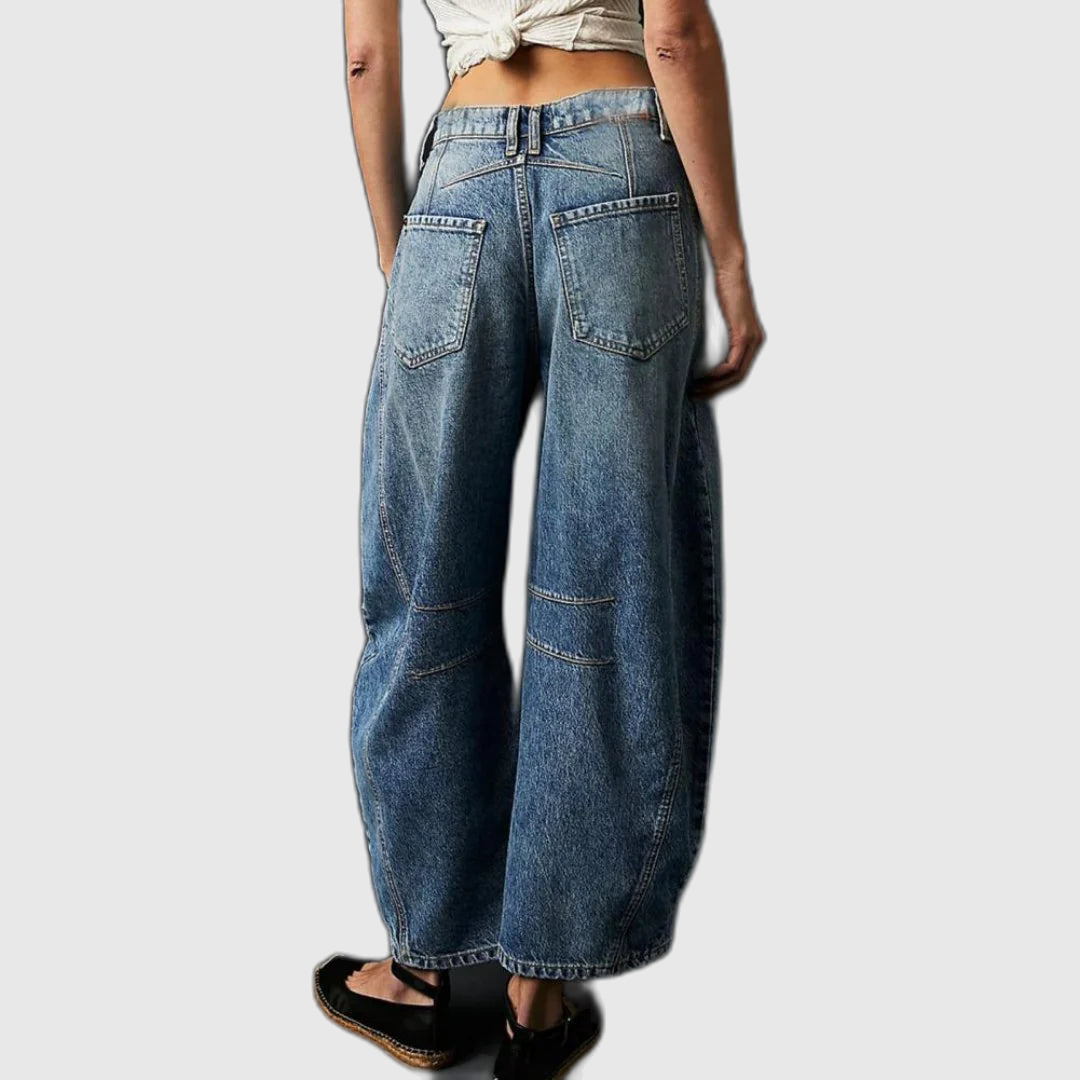Mid Rise Cropped Barrel Leg Jeans