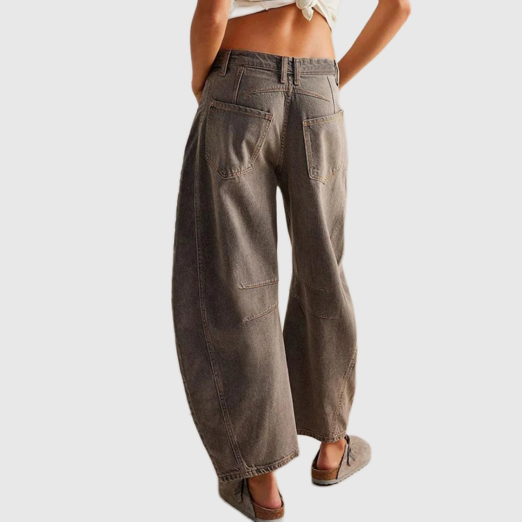 Mid Rise Cropped Barrel Leg Jeans