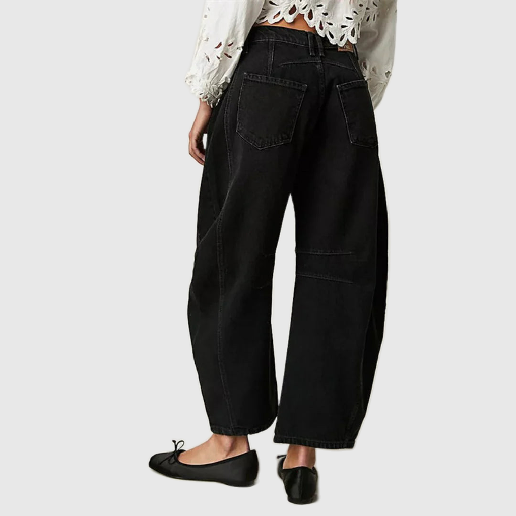 Mid Rise Cropped Barrel Leg Jeans