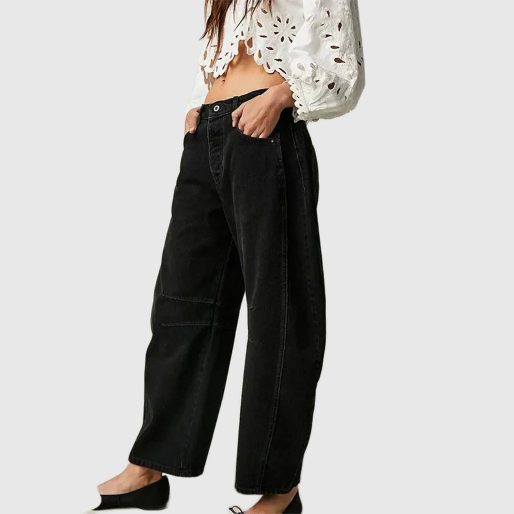 Mid Rise Cropped Barrel Leg Jeans