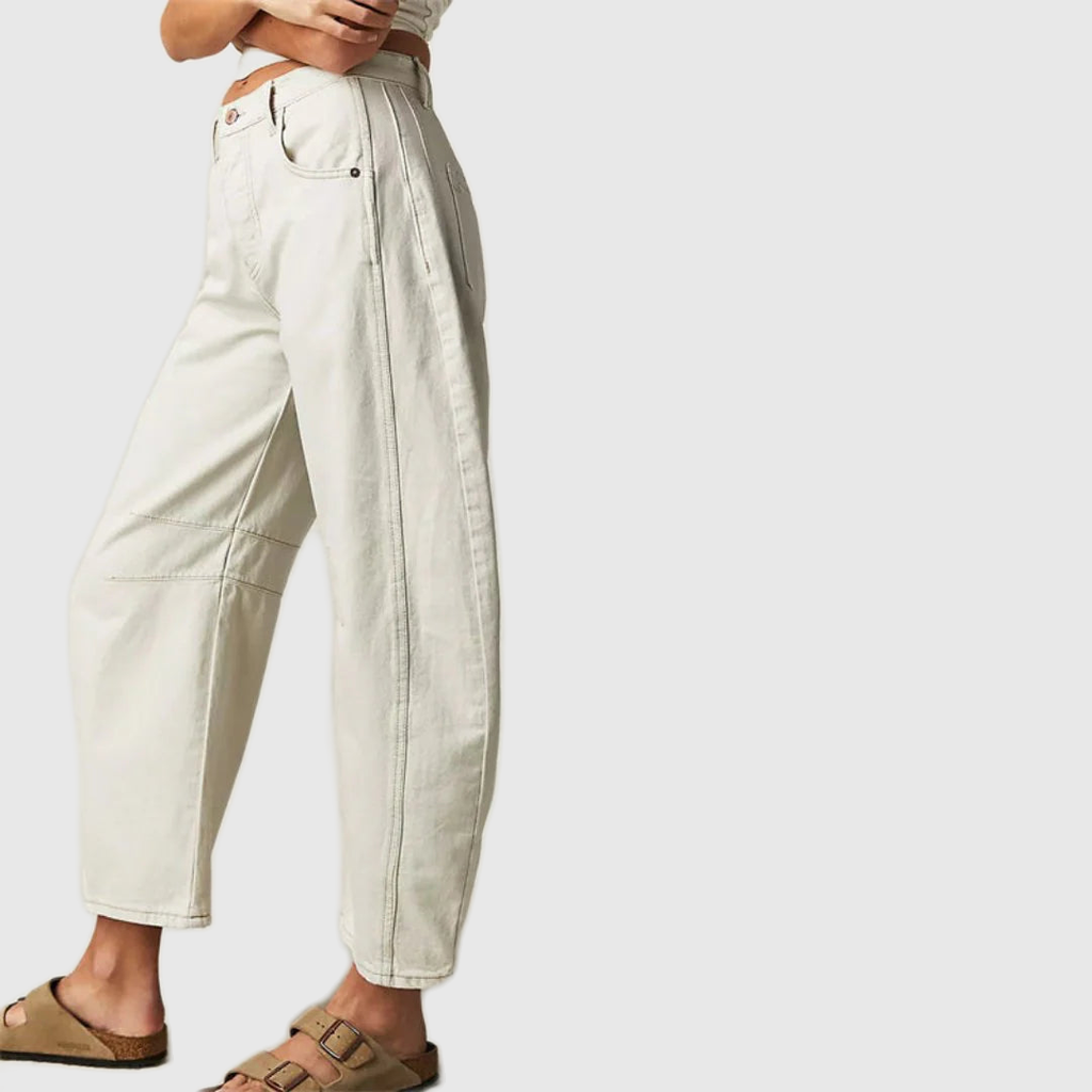 Mid Rise Cropped Barrel Leg Jeans