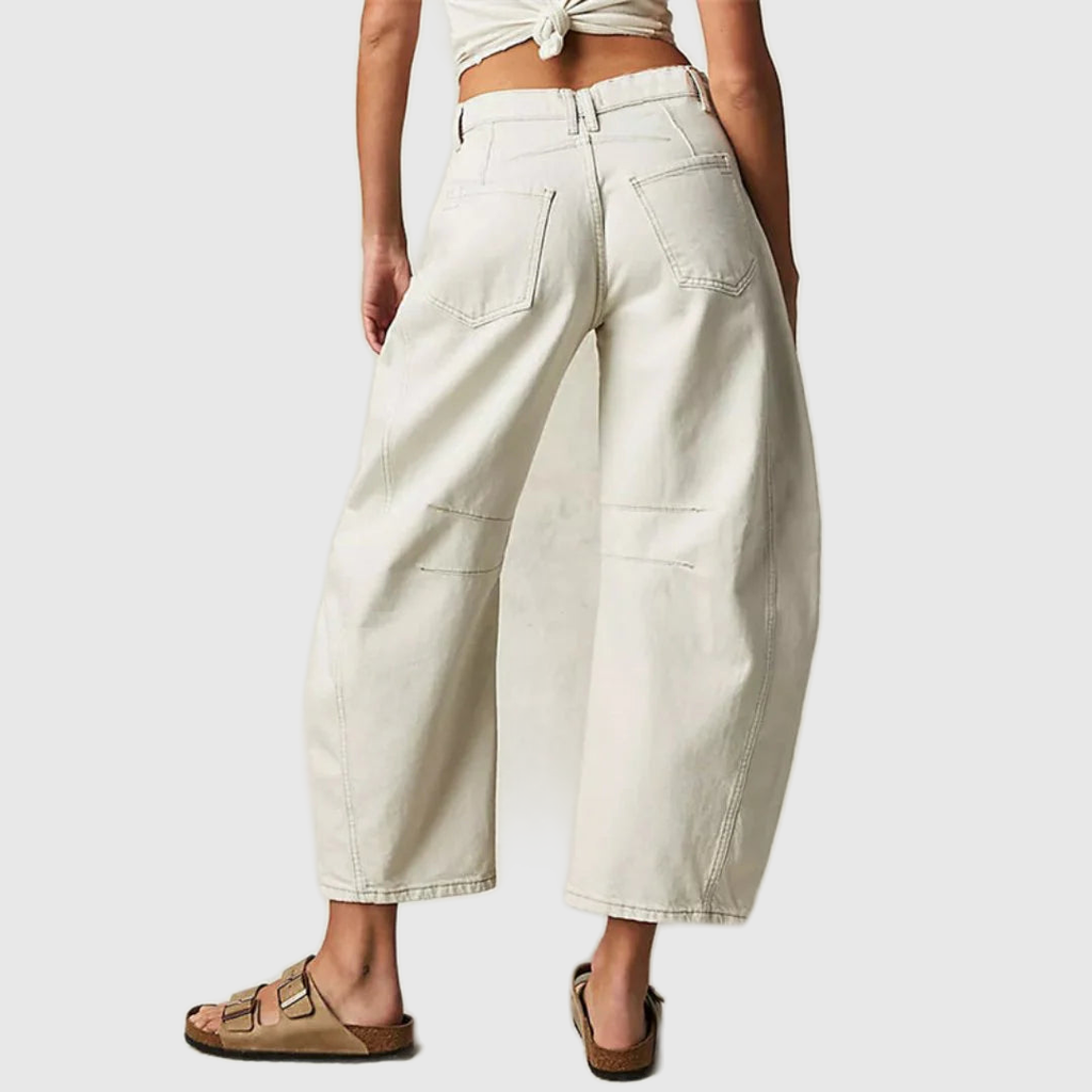 Mid Rise Cropped Barrel Leg Jeans