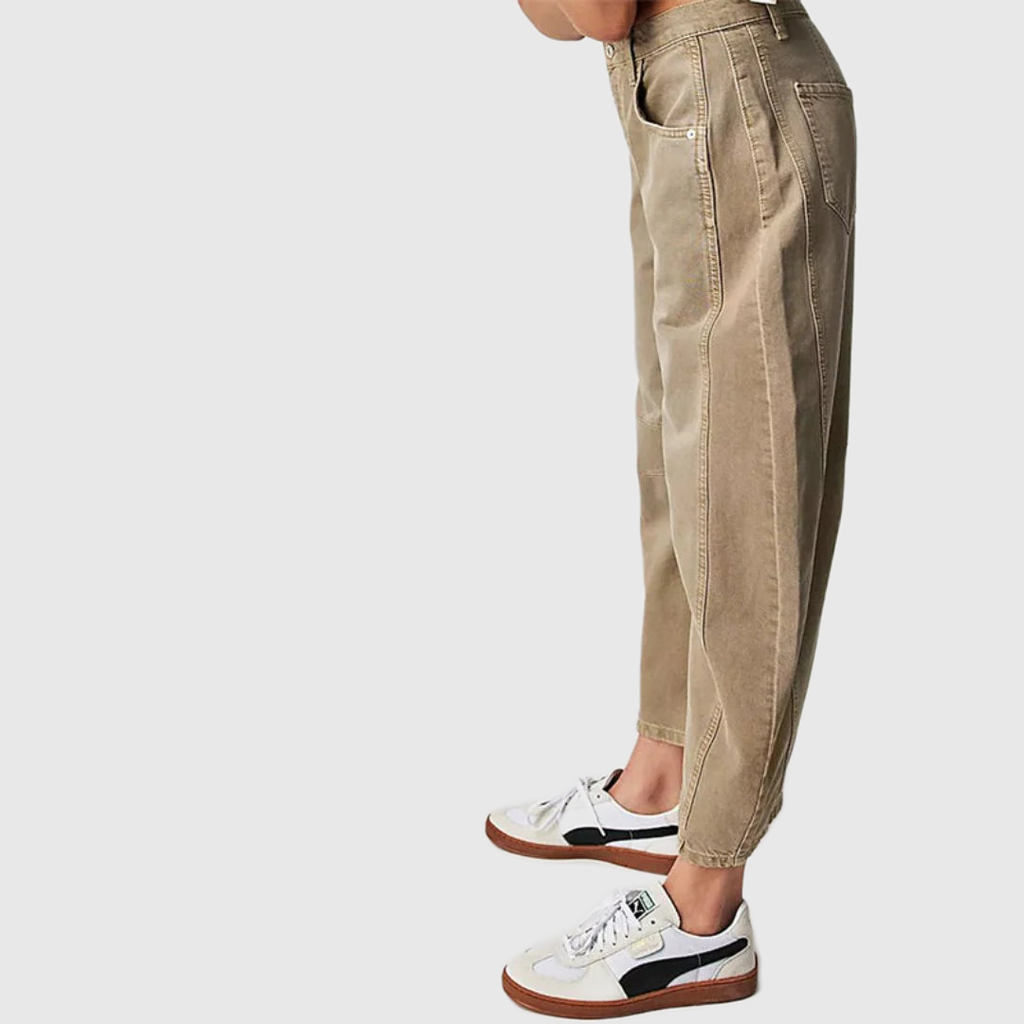 Mid Rise Cropped Barrel Leg Jeans