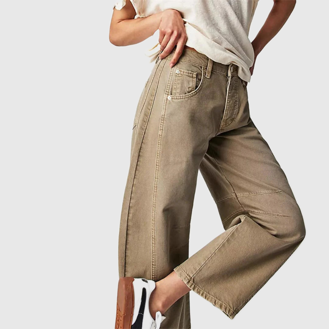 Mid Rise Cropped Barrel Leg Jeans