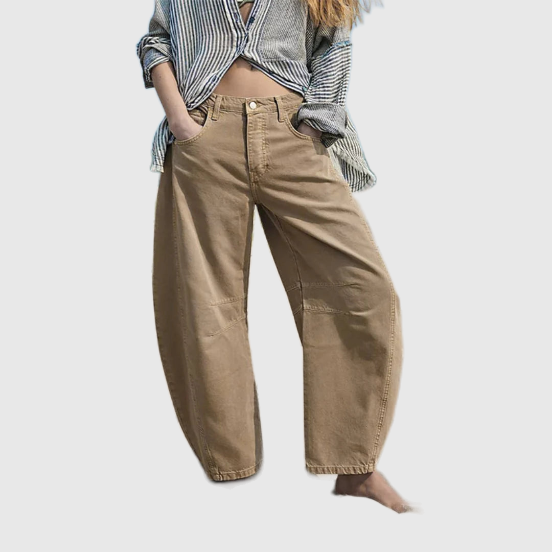 Mid Rise Cropped Barrel Leg Jeans