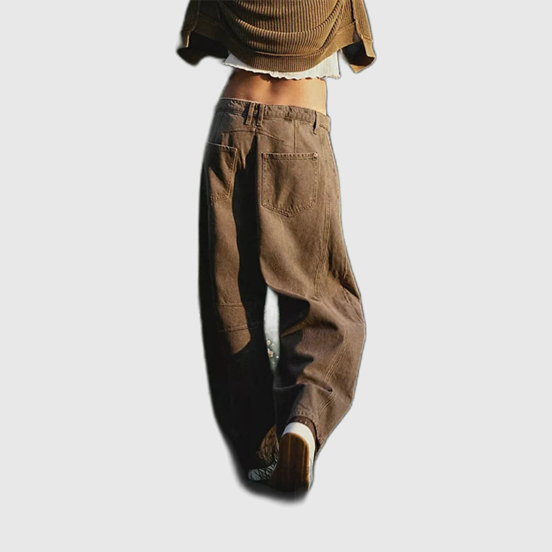 Mid Rise Cropped Barrel Leg Jeans
