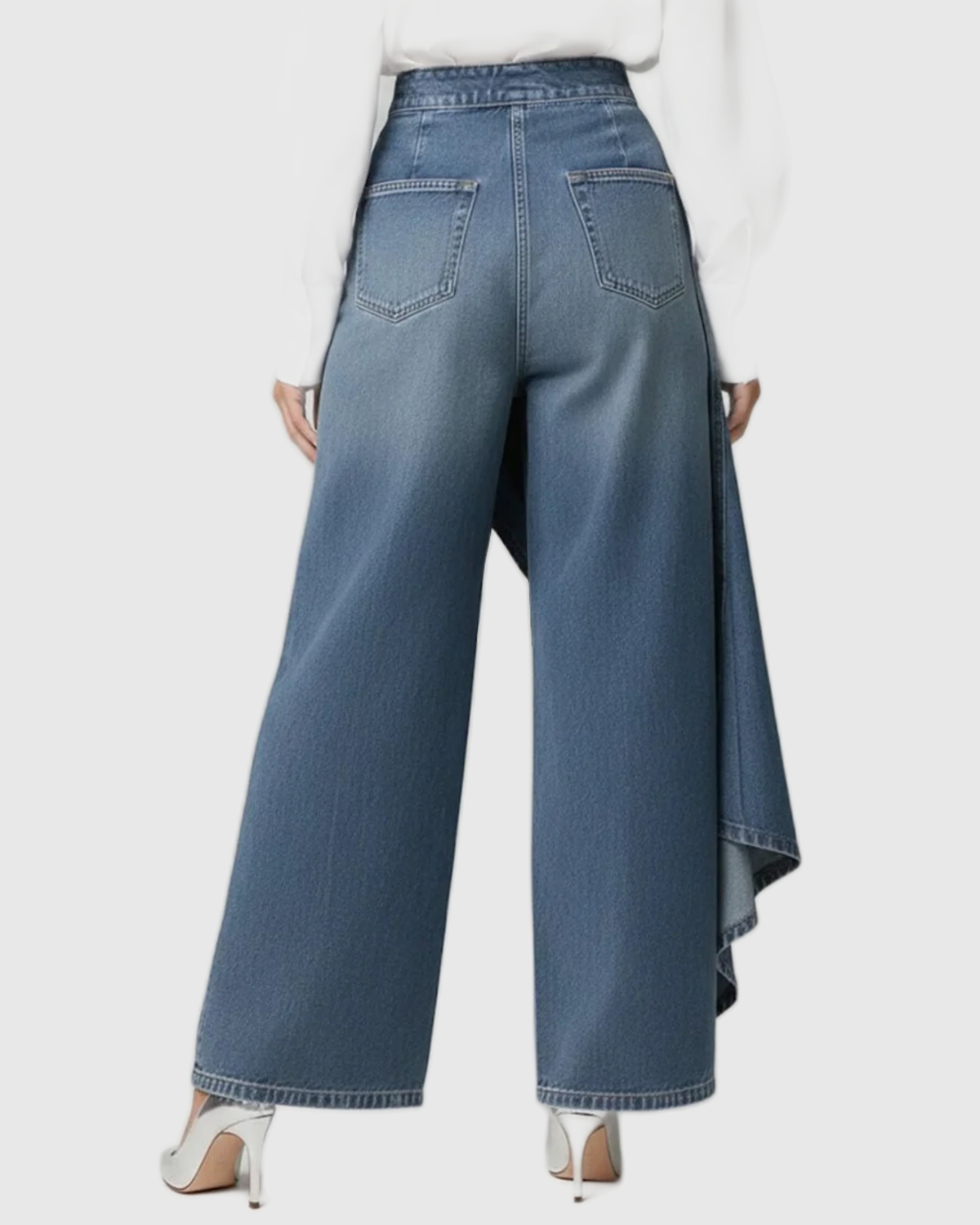High Waisted Asymmetric Wrap Jeans