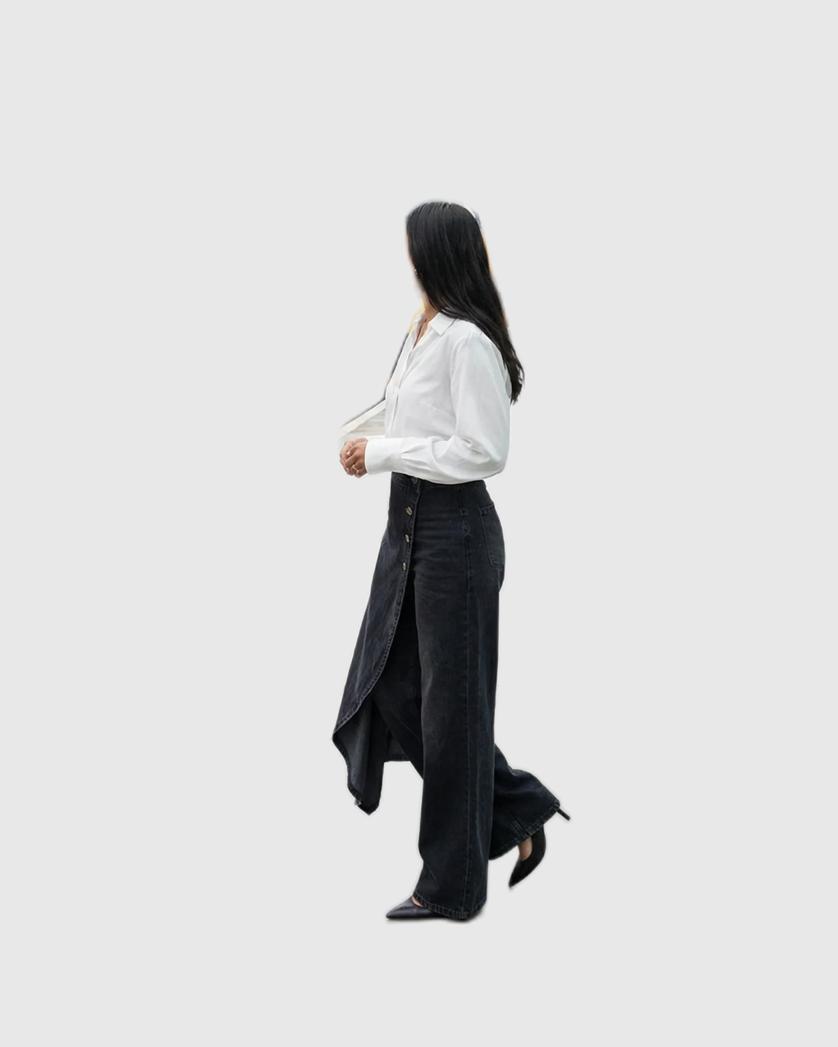 High Waisted Asymmetric Wrap Jeans