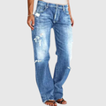 Low Rise Distressed Wide Leg Jeans