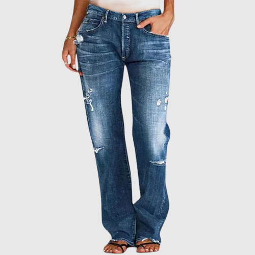 Low Rise Distressed Wide Leg Jeans