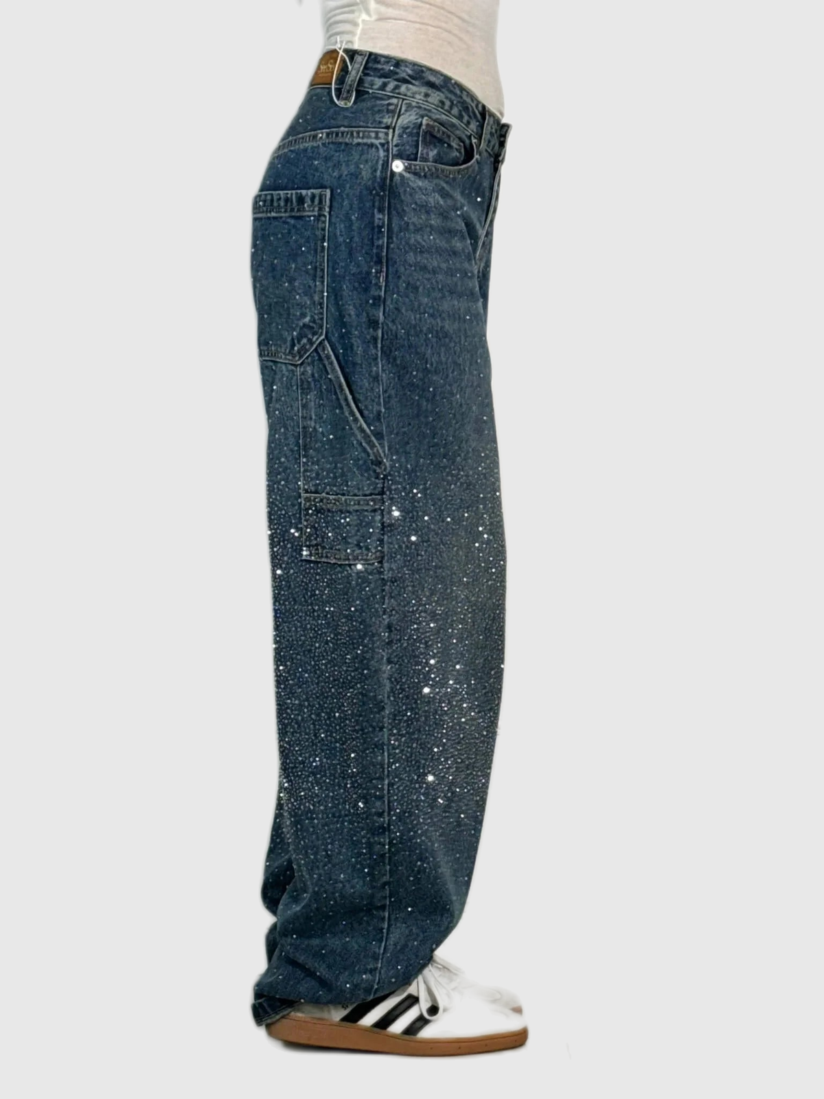 Embellished Balloon Leg Cargo Jeans