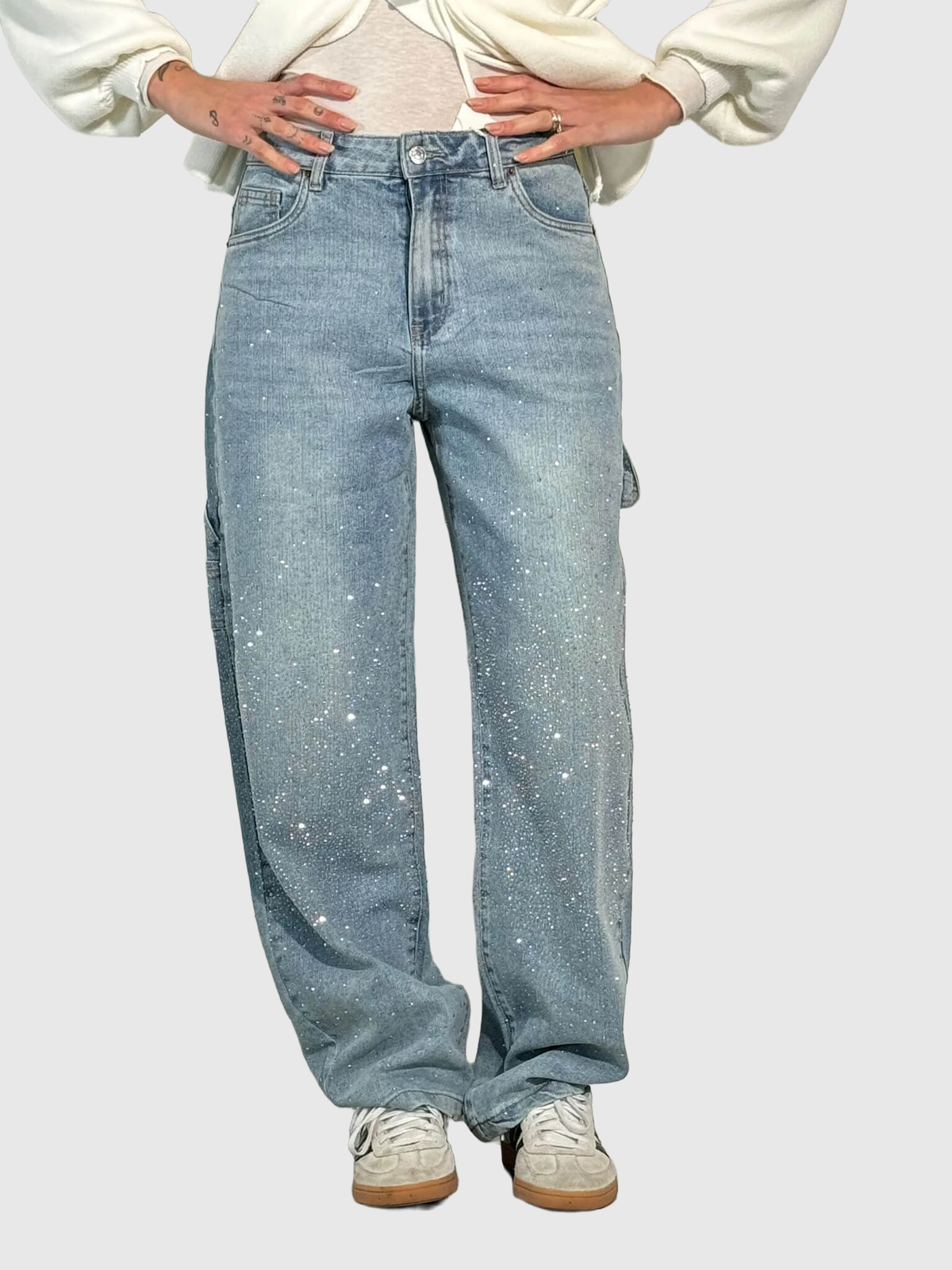 Embellished Balloon Leg Cargo Jeans