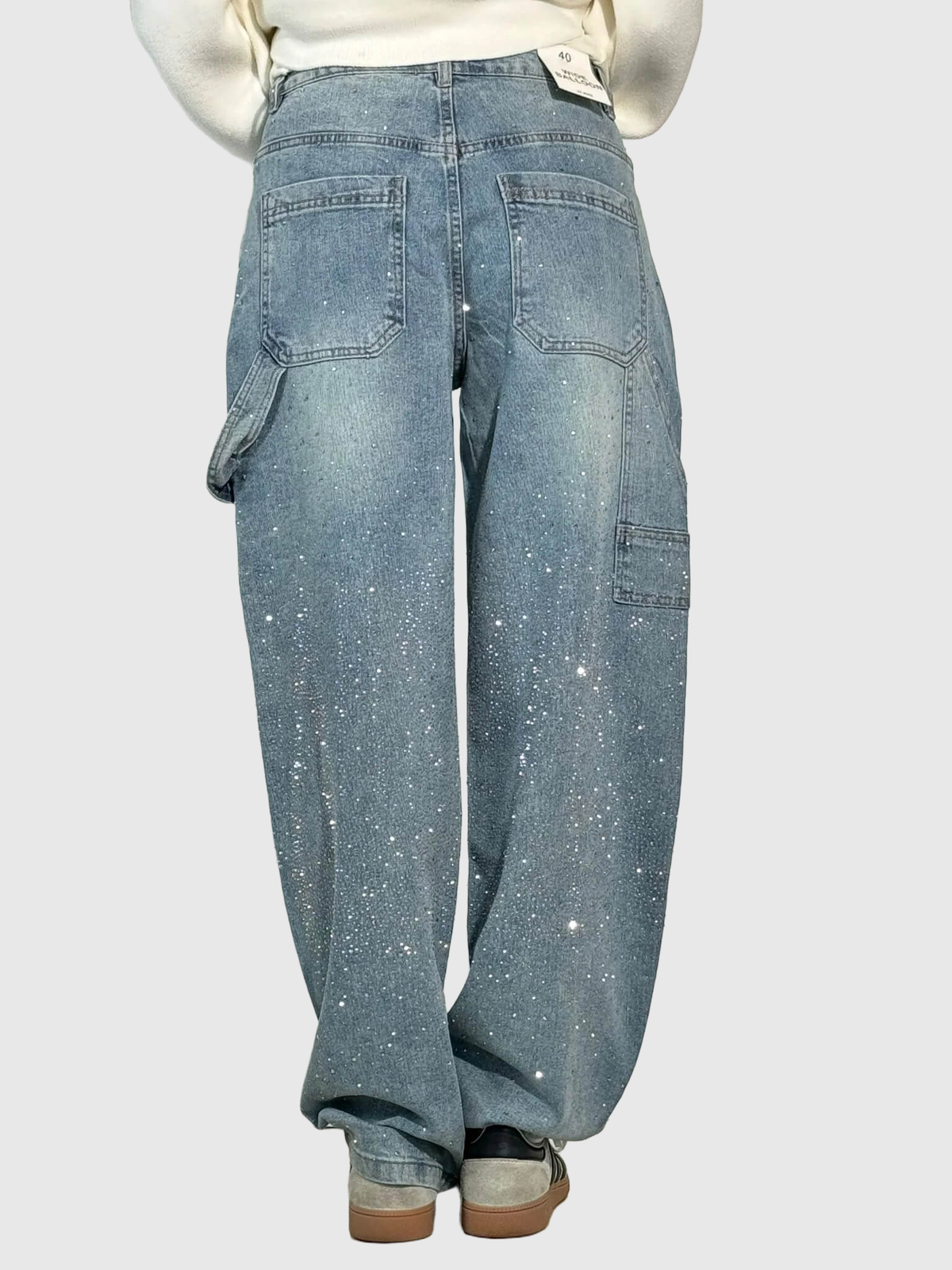 Embellished Balloon Leg Cargo Jeans