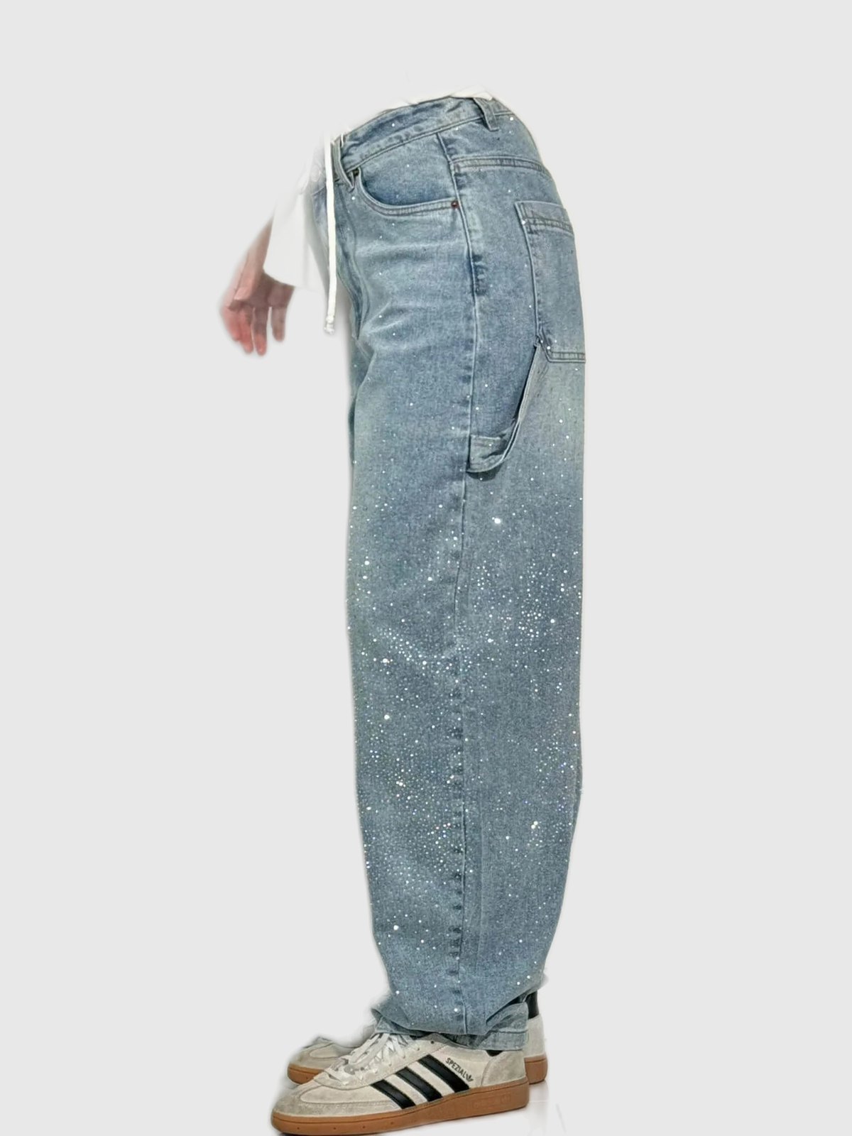 Embellished Balloon Leg Cargo Jeans
