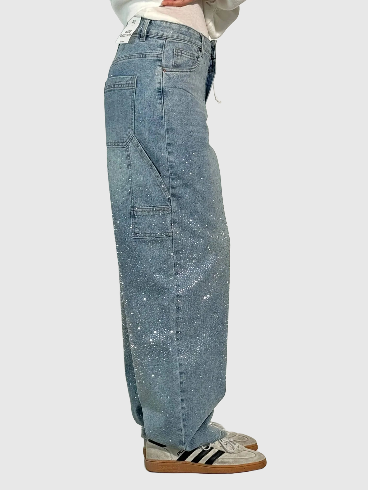 Embellished Balloon Leg Cargo Jeans
