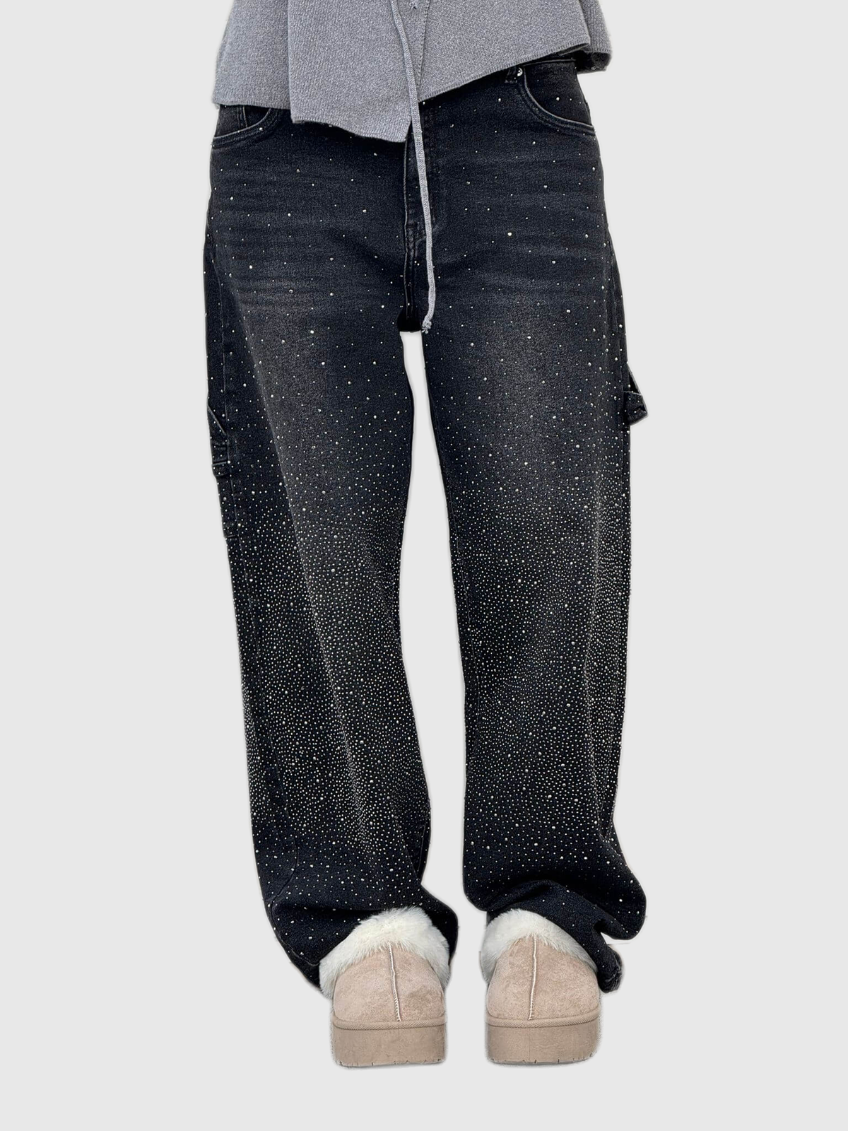 Embellished Balloon Leg Cargo Jeans