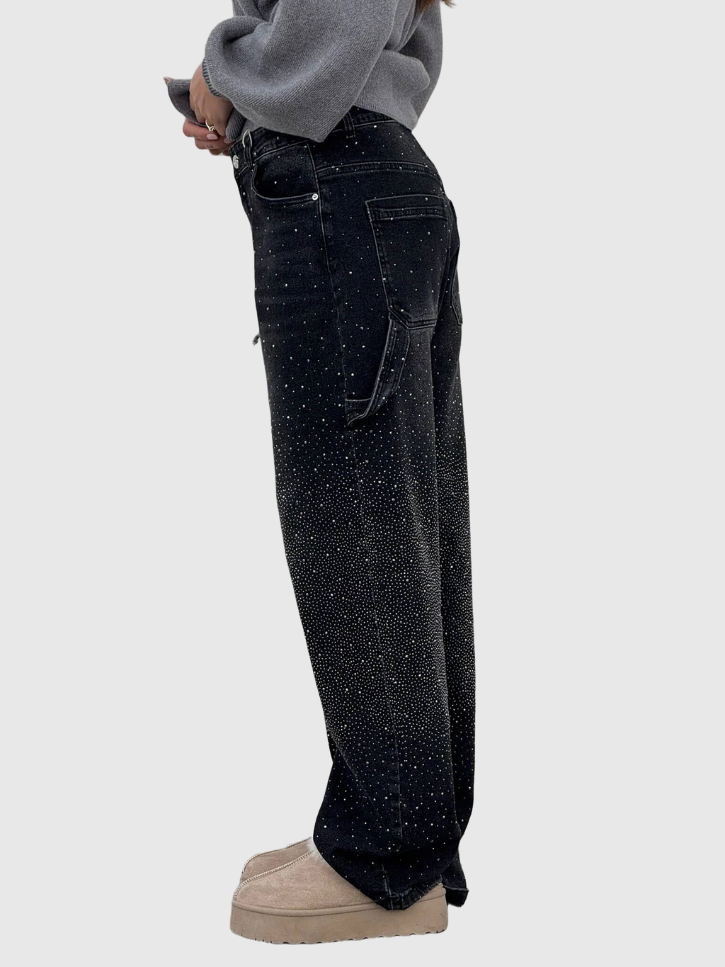 Embellished Balloon Leg Cargo Jeans