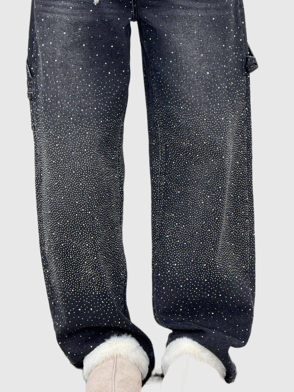Embellished Balloon Leg Cargo Jeans