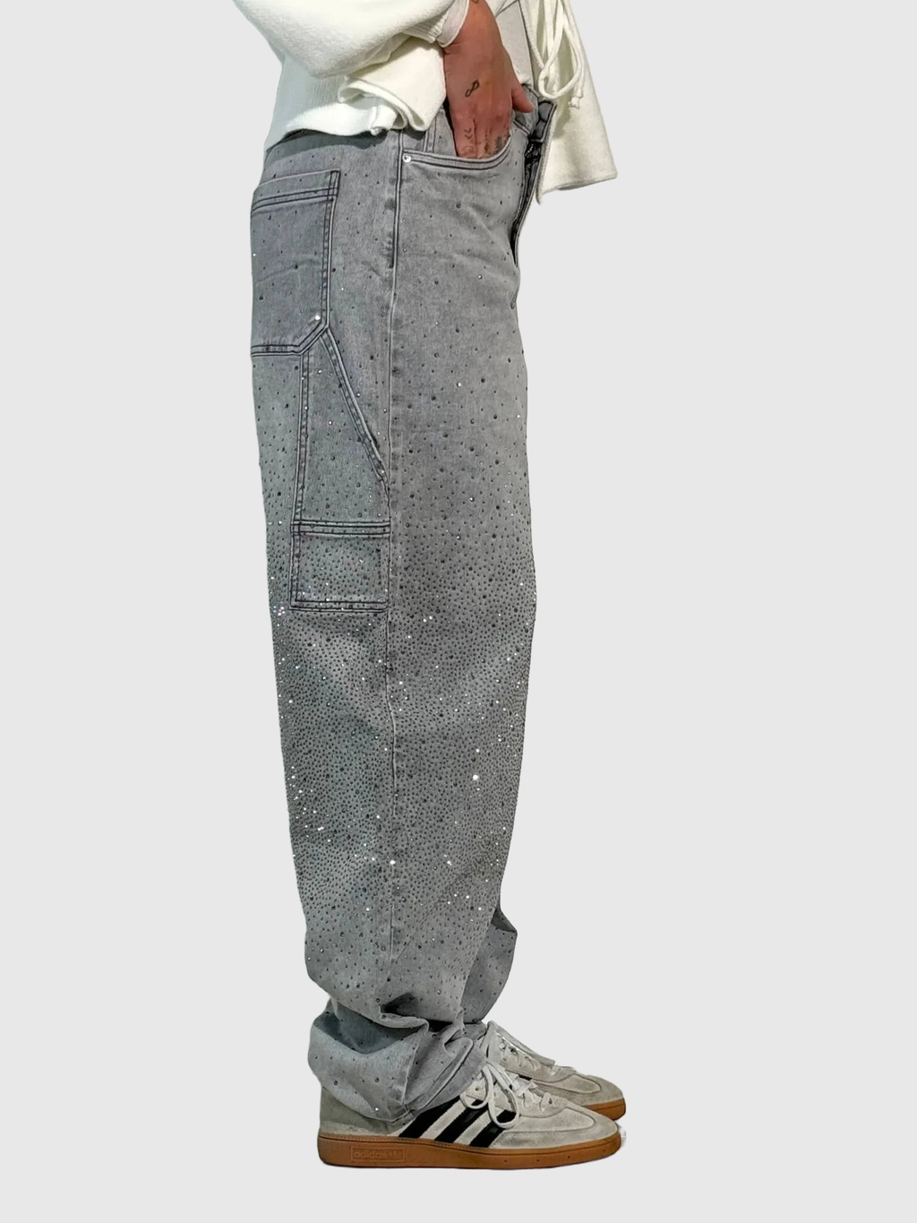 Embellished Balloon Leg Cargo Jeans