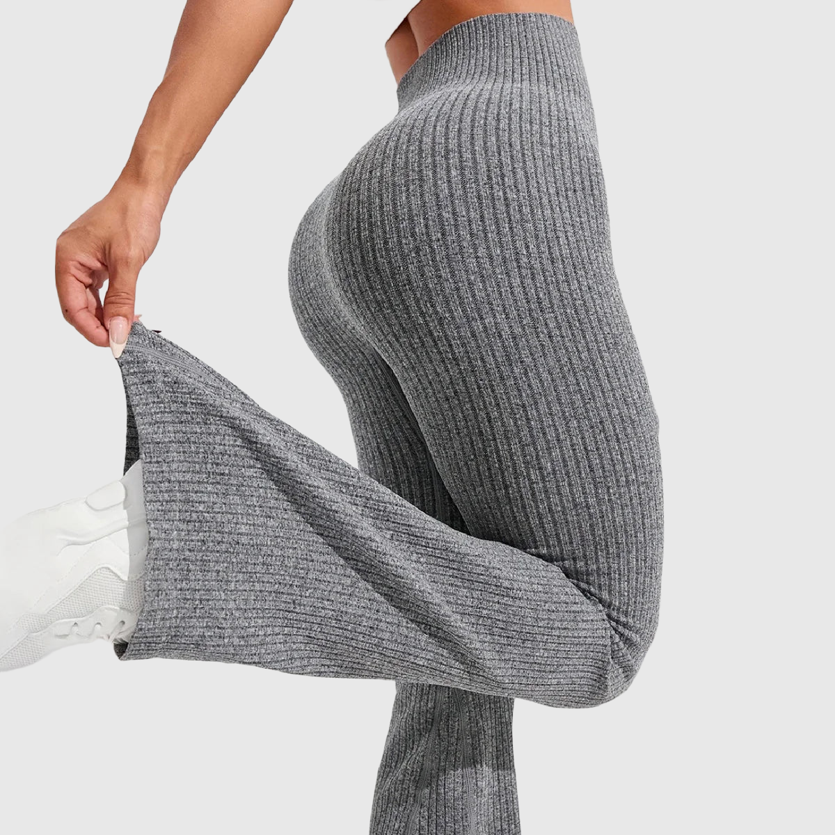 High Waisted Ribbed Flare Yoga Pants