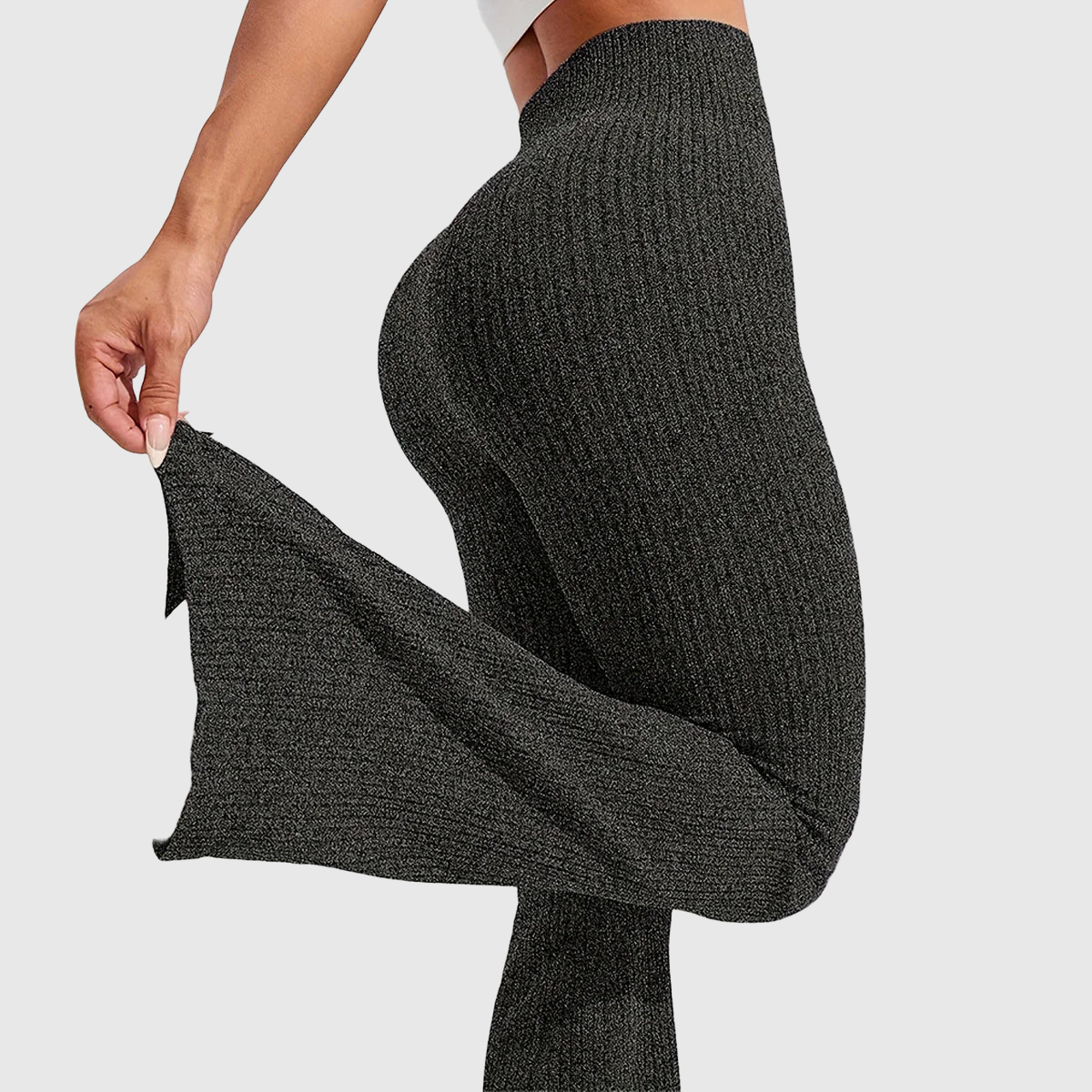 High Waisted Ribbed Flare Yoga Pants