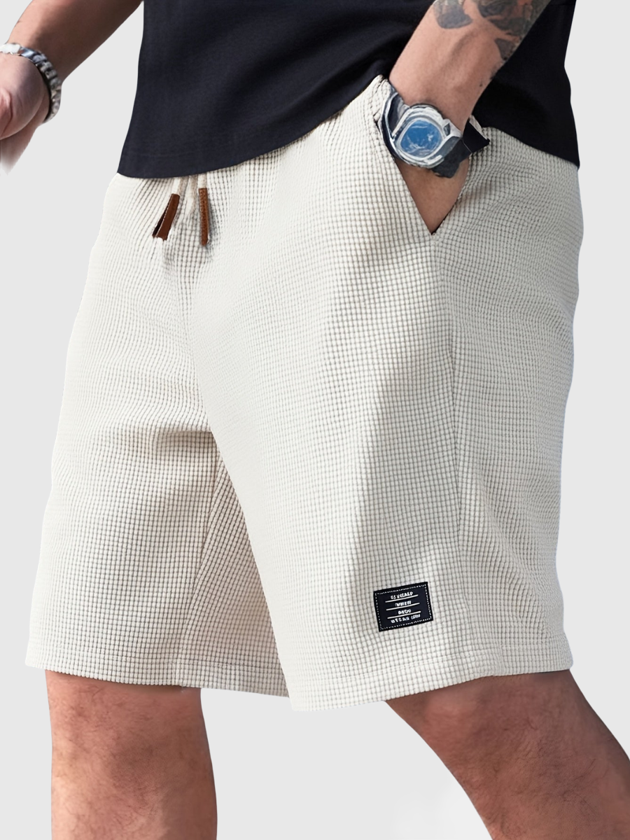 Waffle Texture Drawstring Shorts