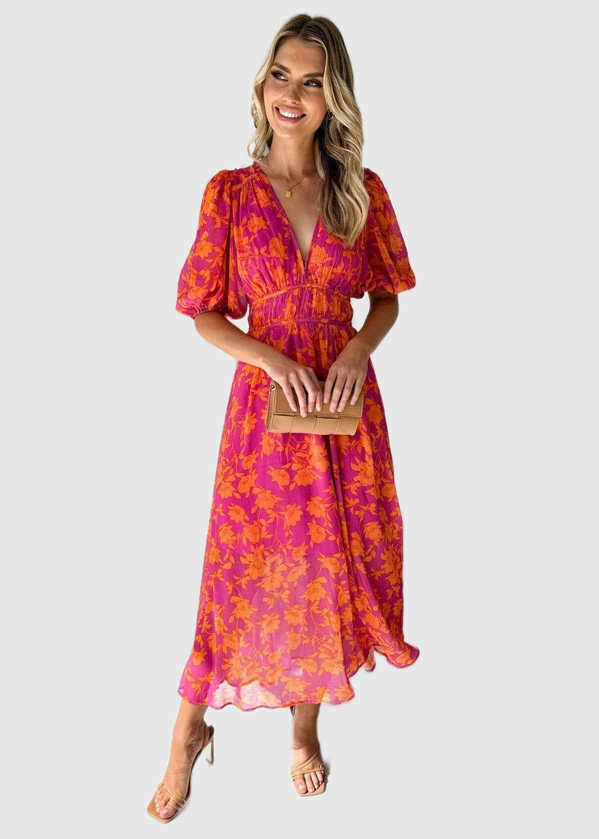 Floral V-Neck Maxi Dress