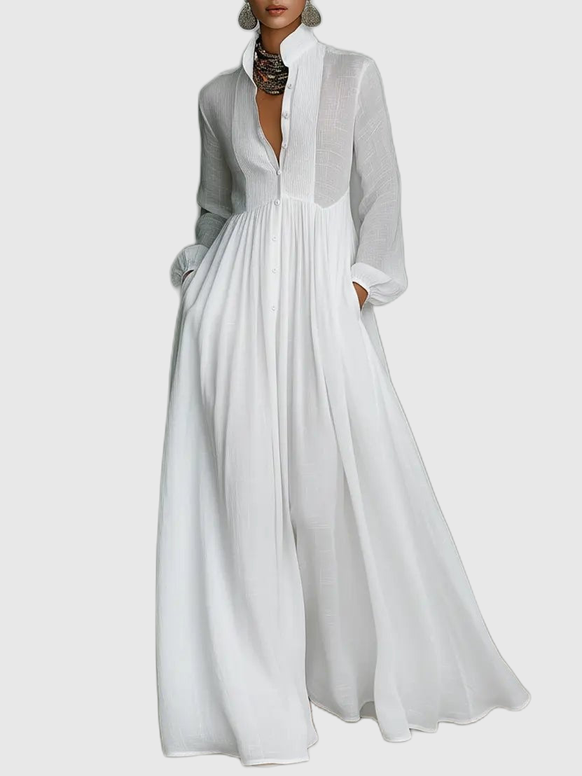 Long Sleeve Button Front Maxi Dress