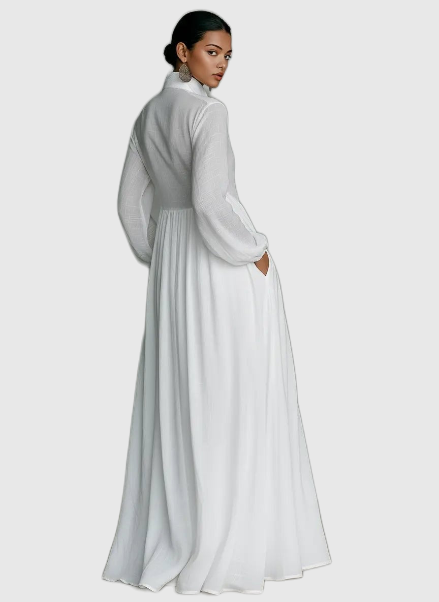 Long Sleeve Button Front Maxi Dress