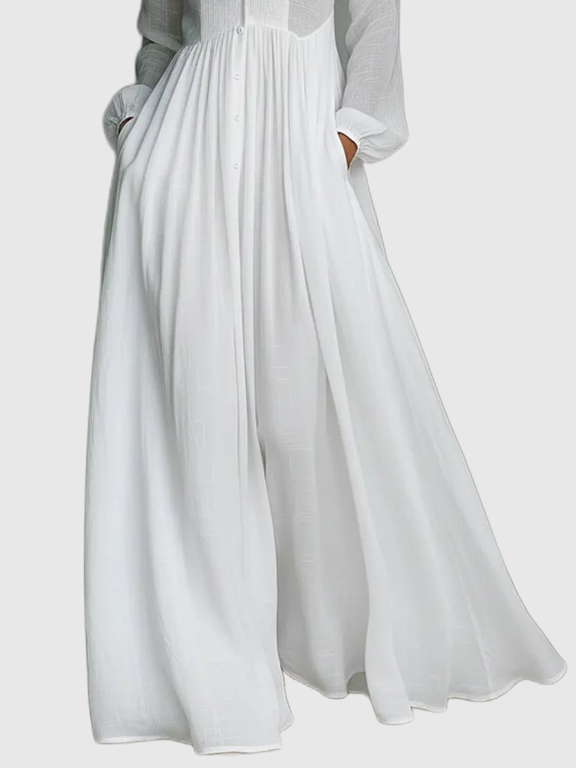 Long Sleeve Button Front Maxi Dress