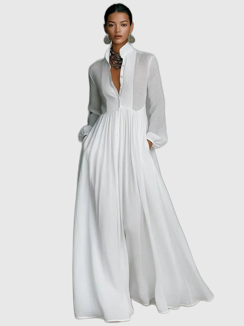 Long Sleeve Button Front Maxi Dress
