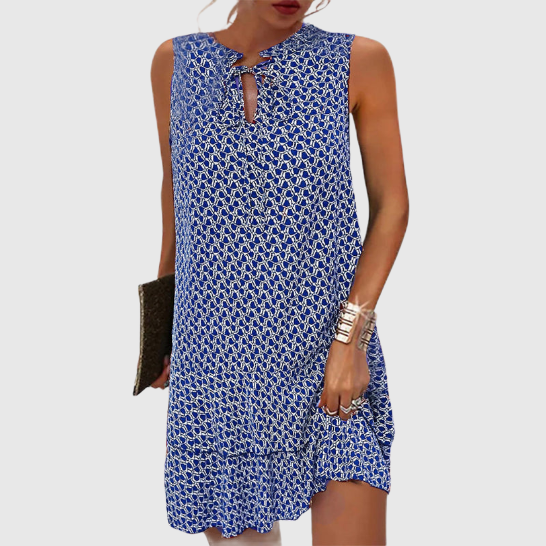 Sleeveless Printed Shift Mini Dress
