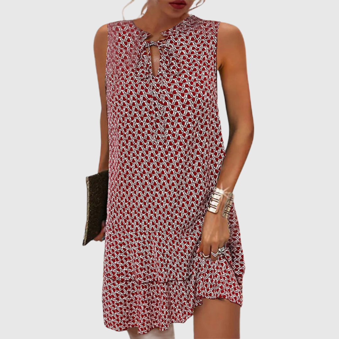 Sleeveless Printed Shift Mini Dress