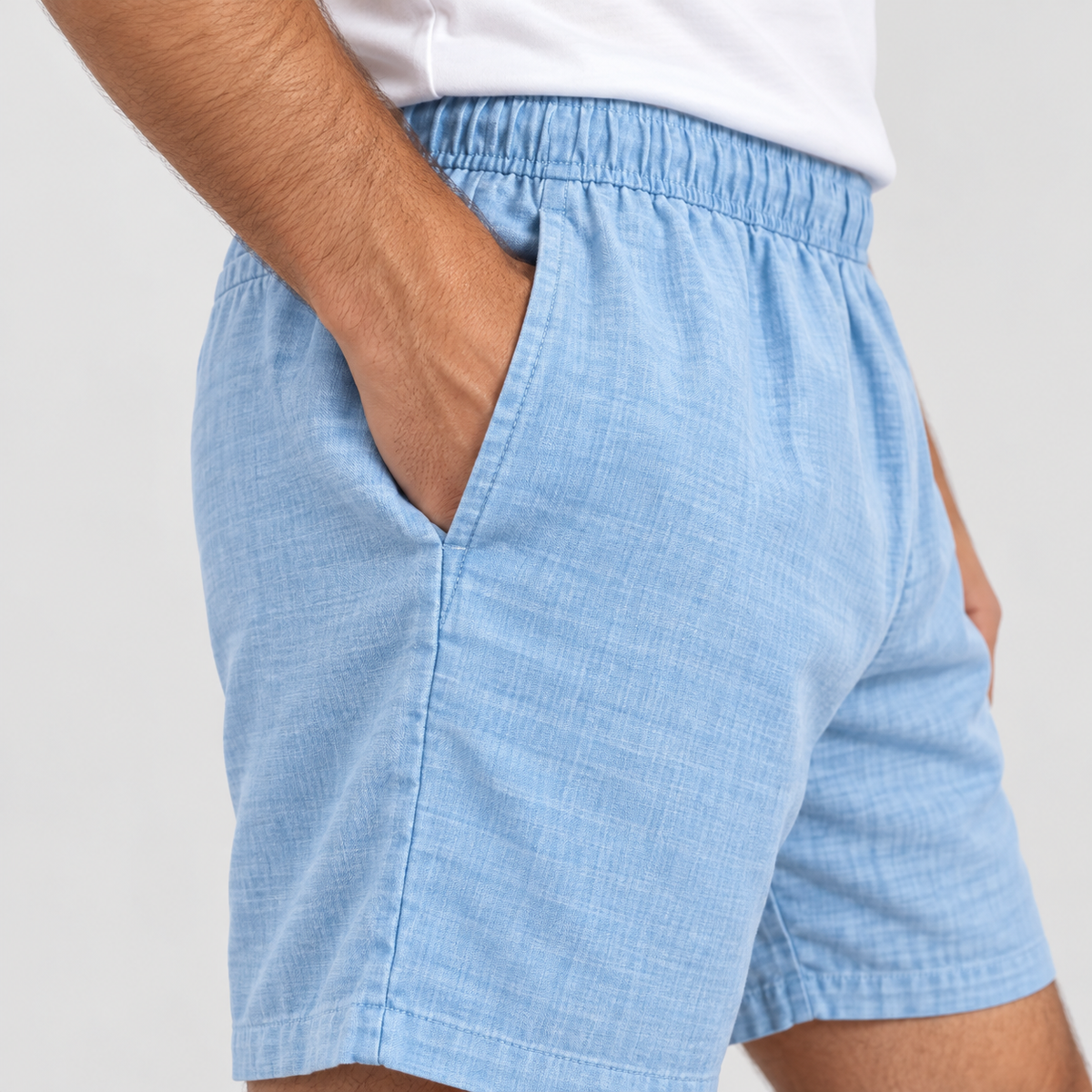 Relaxed Fit Drawstring Shorts, worn on a model.