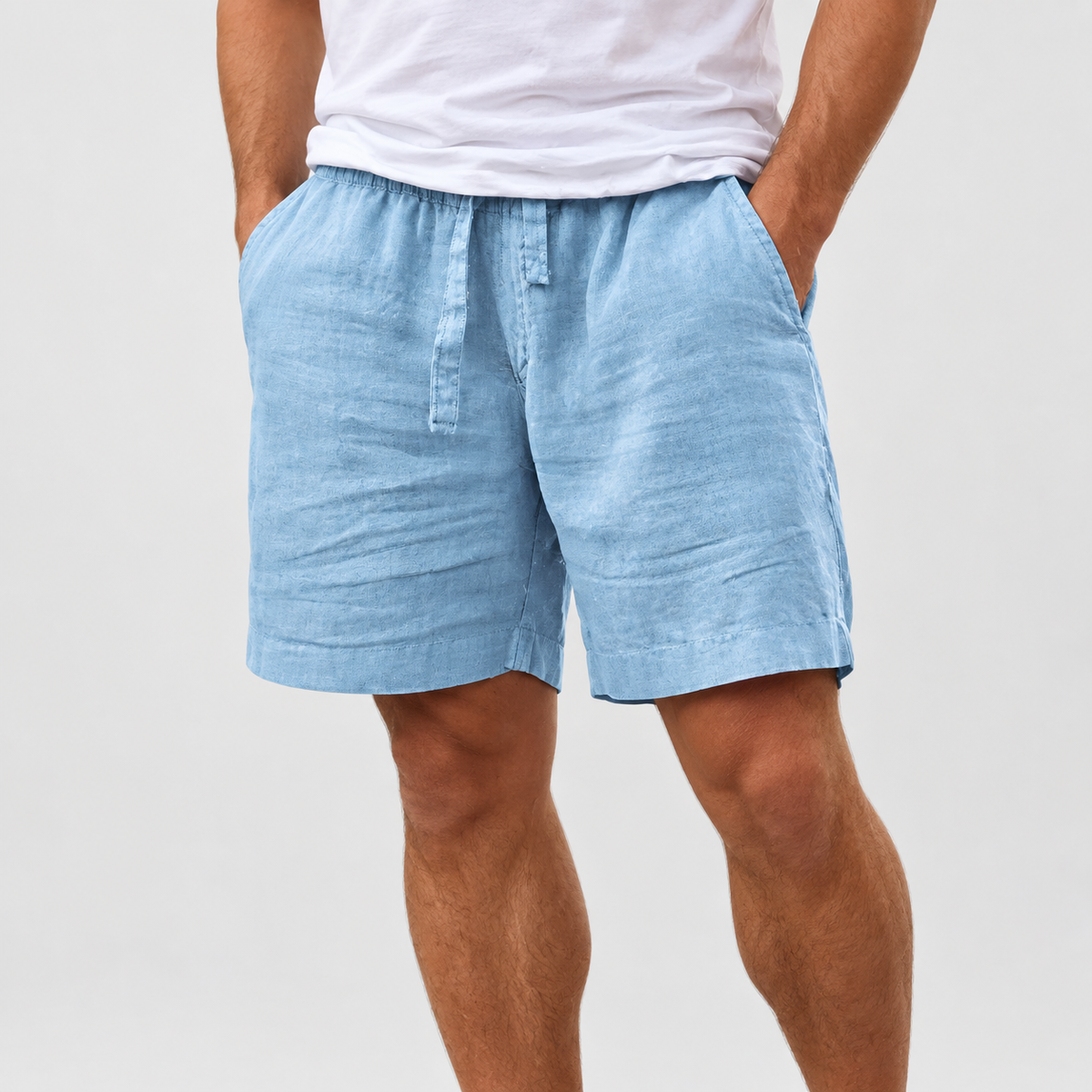 Relaxed Fit Drawstring Shorts, worn on a model.
