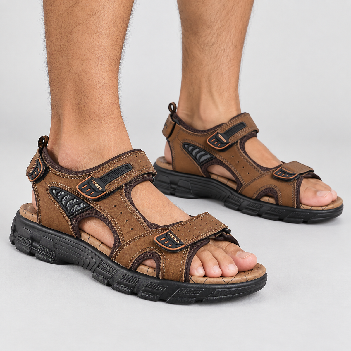 Open Toe Sport Sandals with Adjustable Straps, worn on a model.